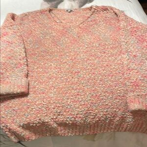 Cozy Knit Sweater in Pink and Cream